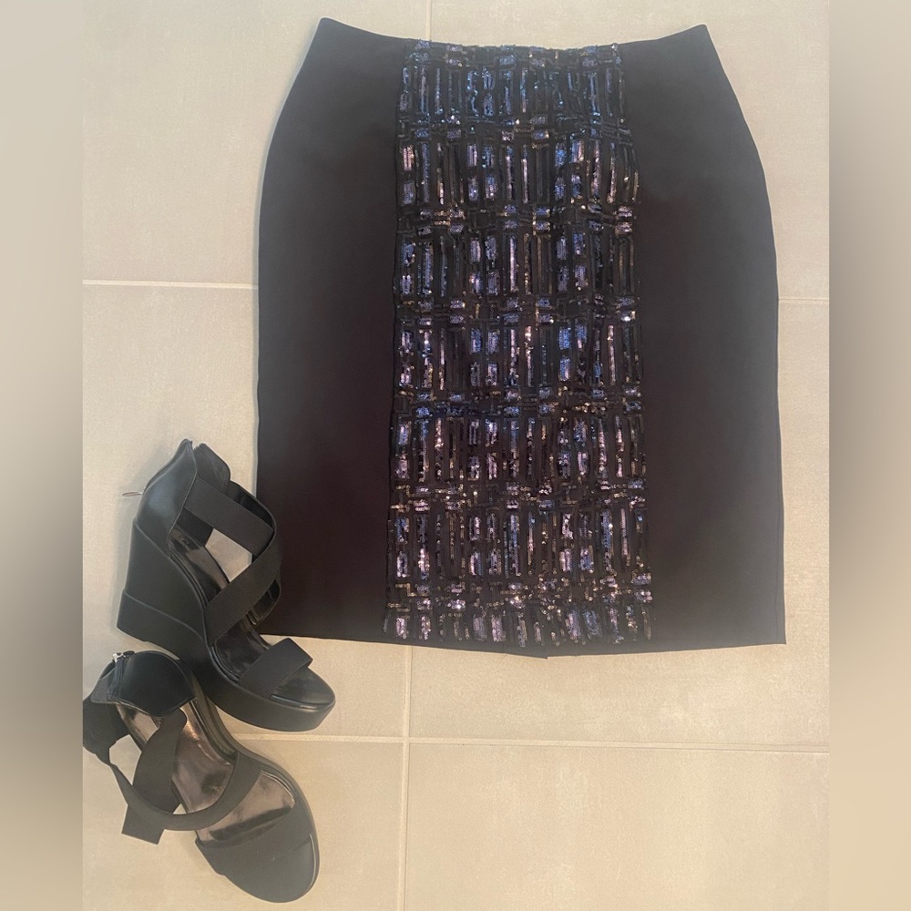 Black pencil skirt with sequins